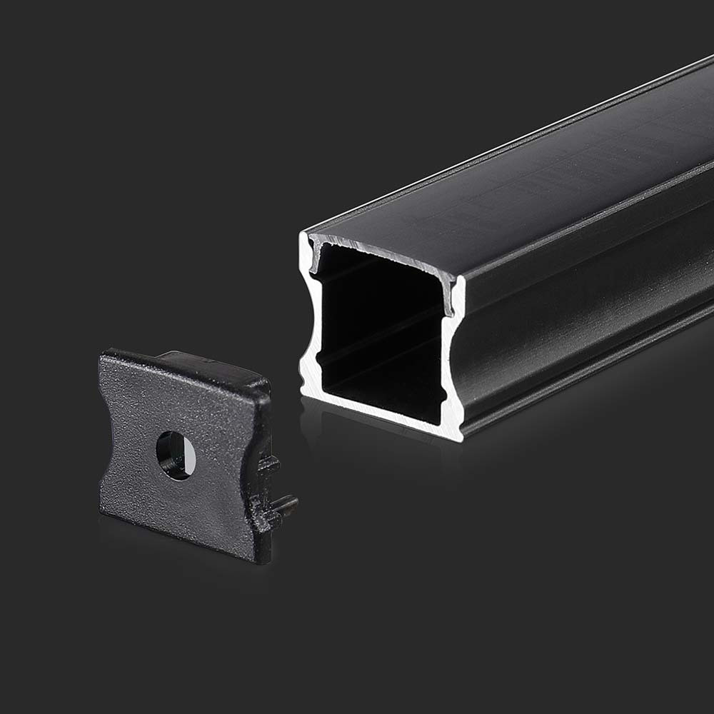 LED szalag profil, fekete/fekete fedő, 2000mm, V-TAC, 2878