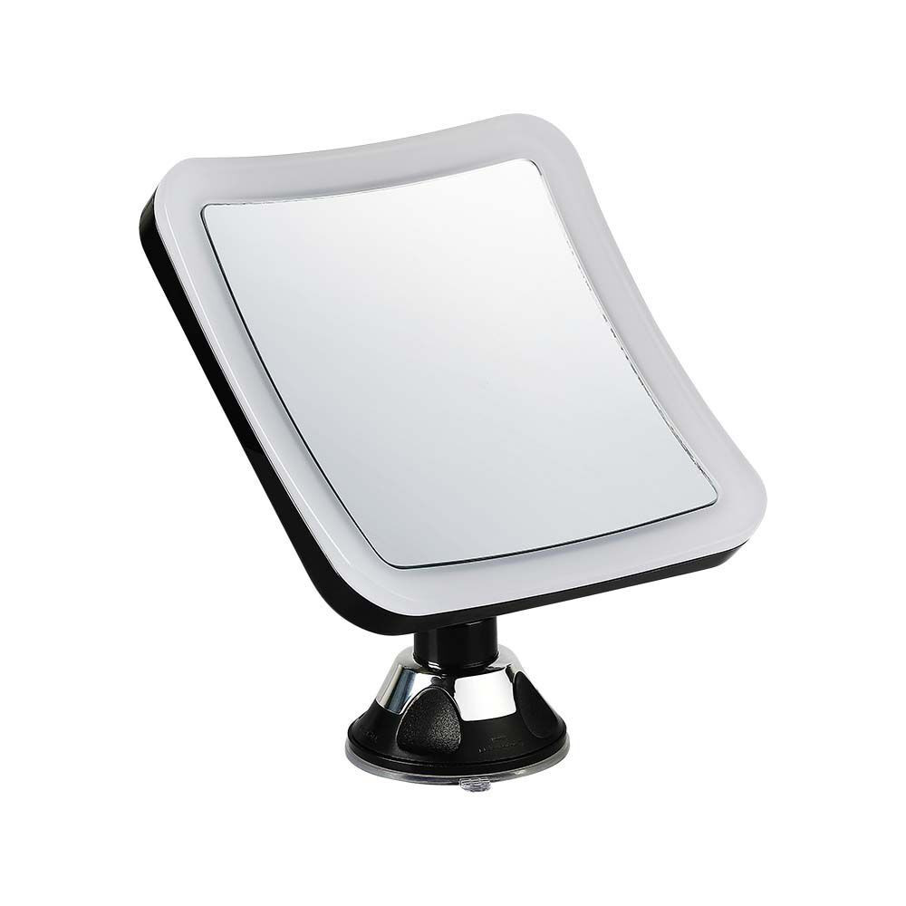 Fali tükör lámpa, 3,2w, 6400K, hideg fehér, 30lm, 120°, fekete, CRI>80, IP44, V-TAC, 6630
