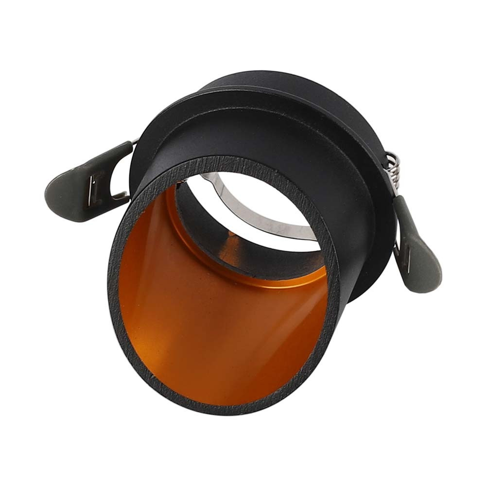 LED spotlámpa keret kerek, GU10, fekete, arany belsővel, V-TAC, 6683