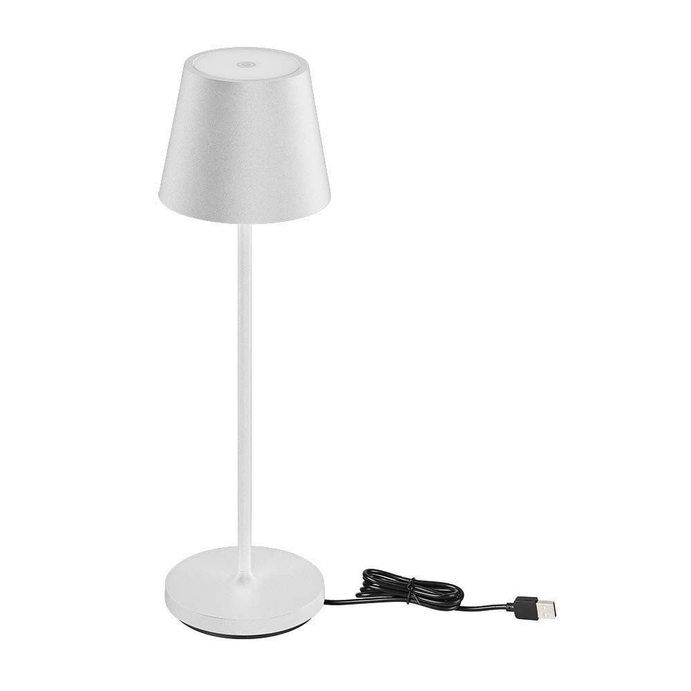 Újratölthető asztali lámpa, 2w, 3000K, meleg fehér, 200lm, 180°, fehér, CRI>80, dimmelhető, IP54, V-TAC, 7651