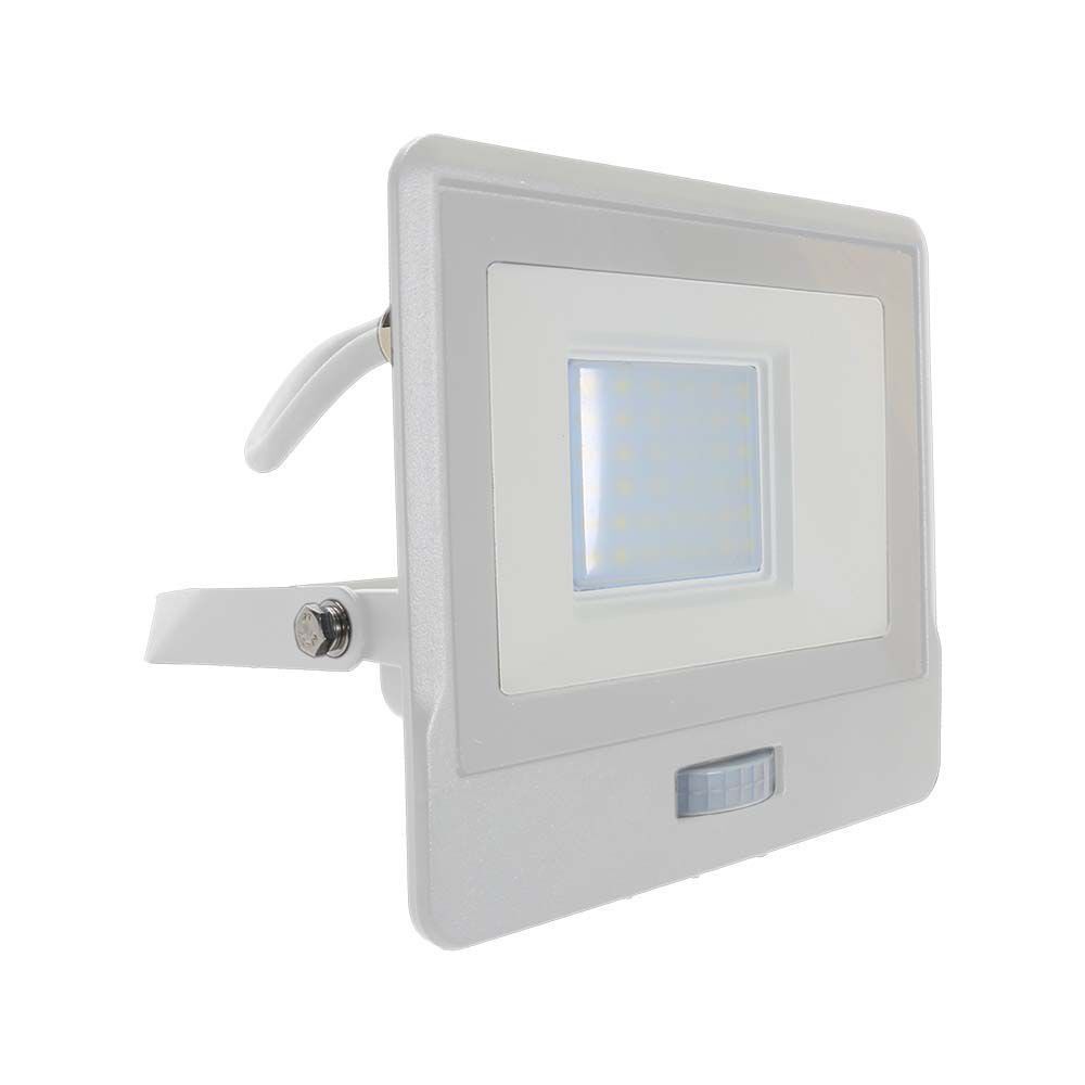 LED reflektor PIR érzékelős PRO, 30w, 4000K, természetes fehér, 2340lm, 100°, fehér, CRI>80, IP65, V-TAC, 20299