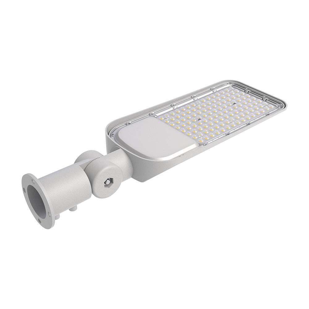LED Fényérzékelős PRO utcai lámpa, 30w, 6500K, hideg fehér, 3000lm, 100°, szürke, CRI>70, IP65, V-TAC, 20431