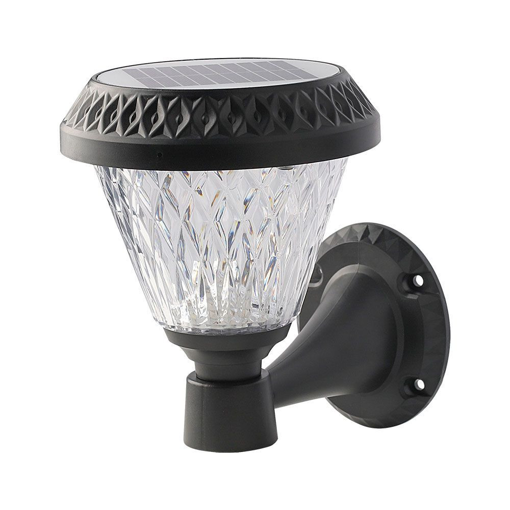 Szolár LED fali lámpa távirányítóval, 0,8w, CCT, 75lm, 90°, fekete, IP44, V-TAC, 93575