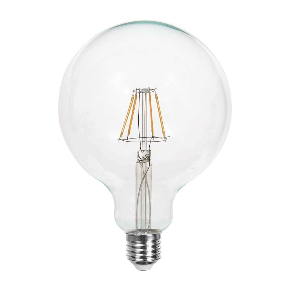 LED izzó átlátszó filament szálas gömb-E27, 10w, 3000K, meleg fehér, 1055lm, 300°, CRI>80, V-TAC, 214422