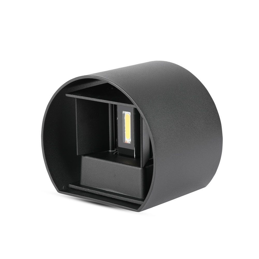 LED fali lámpa kétirányú kerek Bridgelux, 5w, 4000K, természetes fehér, 700lm, 120°, fekete, CRI>80, IP65, V-TAC, 217090