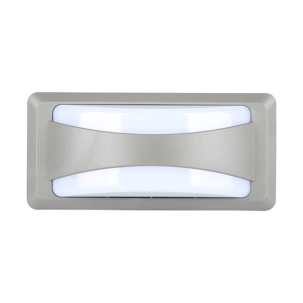 Kültéri LED fali lámpa kétirányú, 12w, 3000K, meleg fehér, 1160lm, 130°, szürke, CRI>80, IP65, V-TAC, 218245