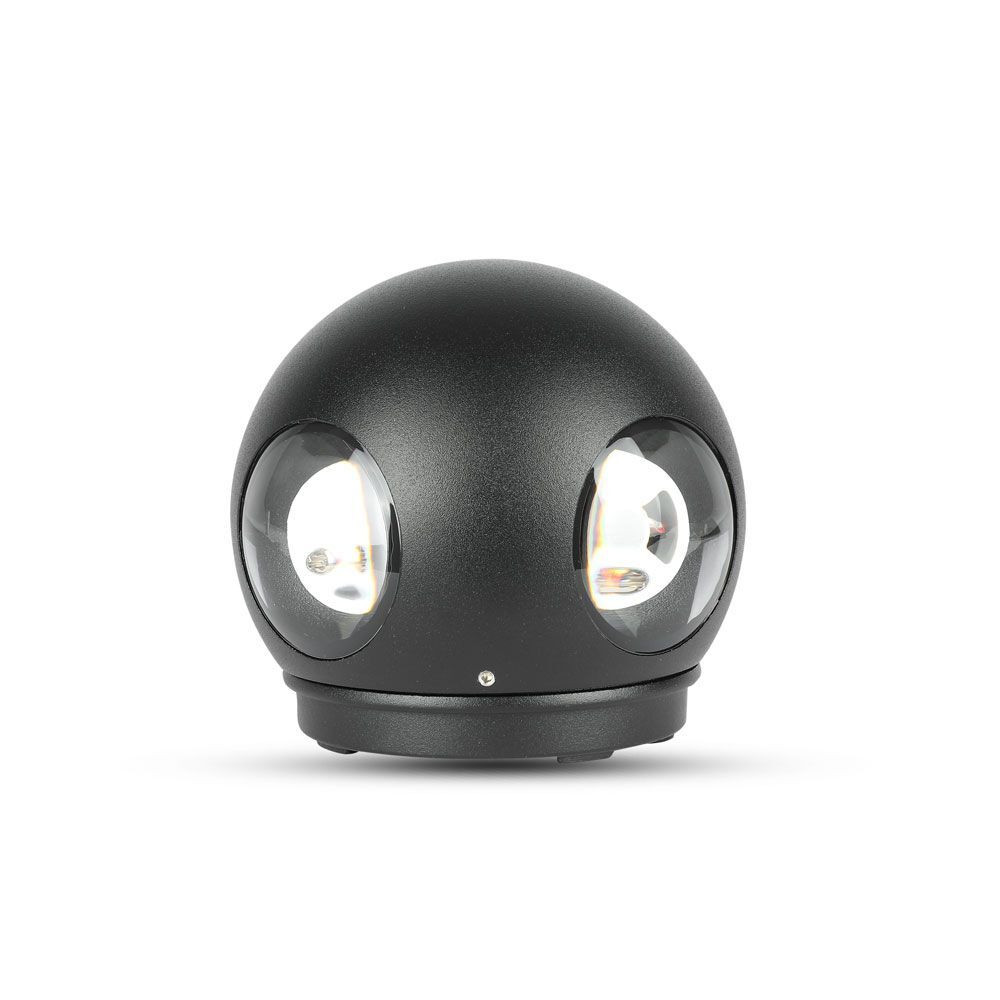 LED fali lámpa 4 irányú világítás kerek IP65, 4w, 3000K, meleg fehér, 428lm, 90°, fekete, CRI>80, V-TAC, 218553