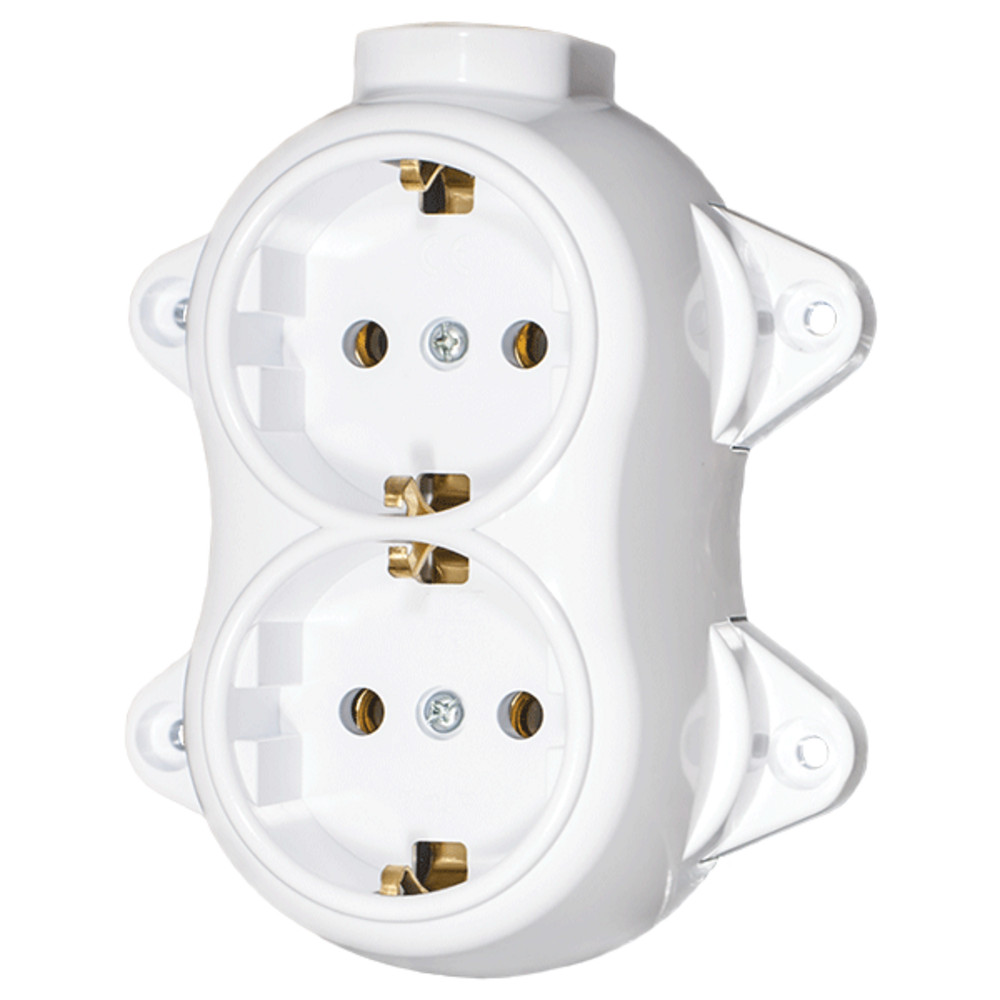 ANTIQUE DOUBLE SOCKET GERMAN TYPE 16А 250V WHITE