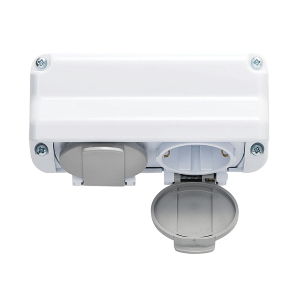 DOUBLE SOCKET GERMAN TYPE 16А 250V WHITE, IP44