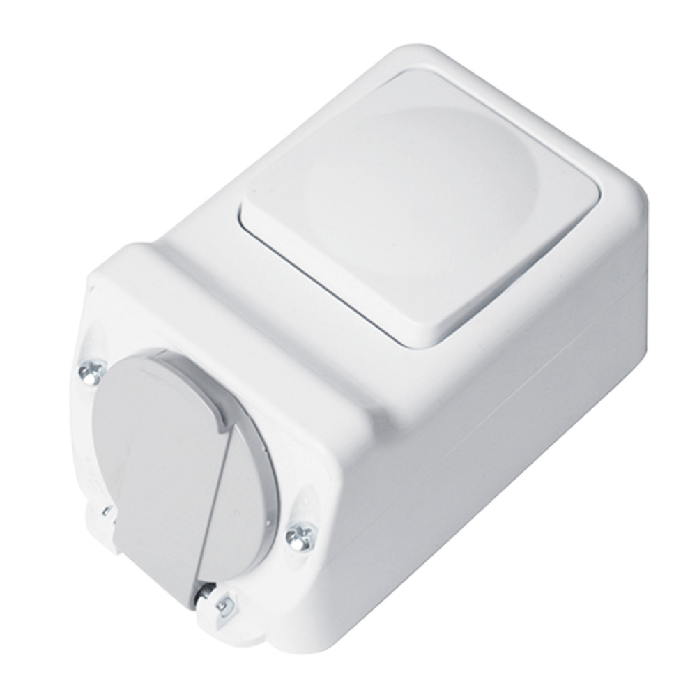 SOCKET+ONE BUTTON ONE WAY SWITCH 16А 250V, IP44