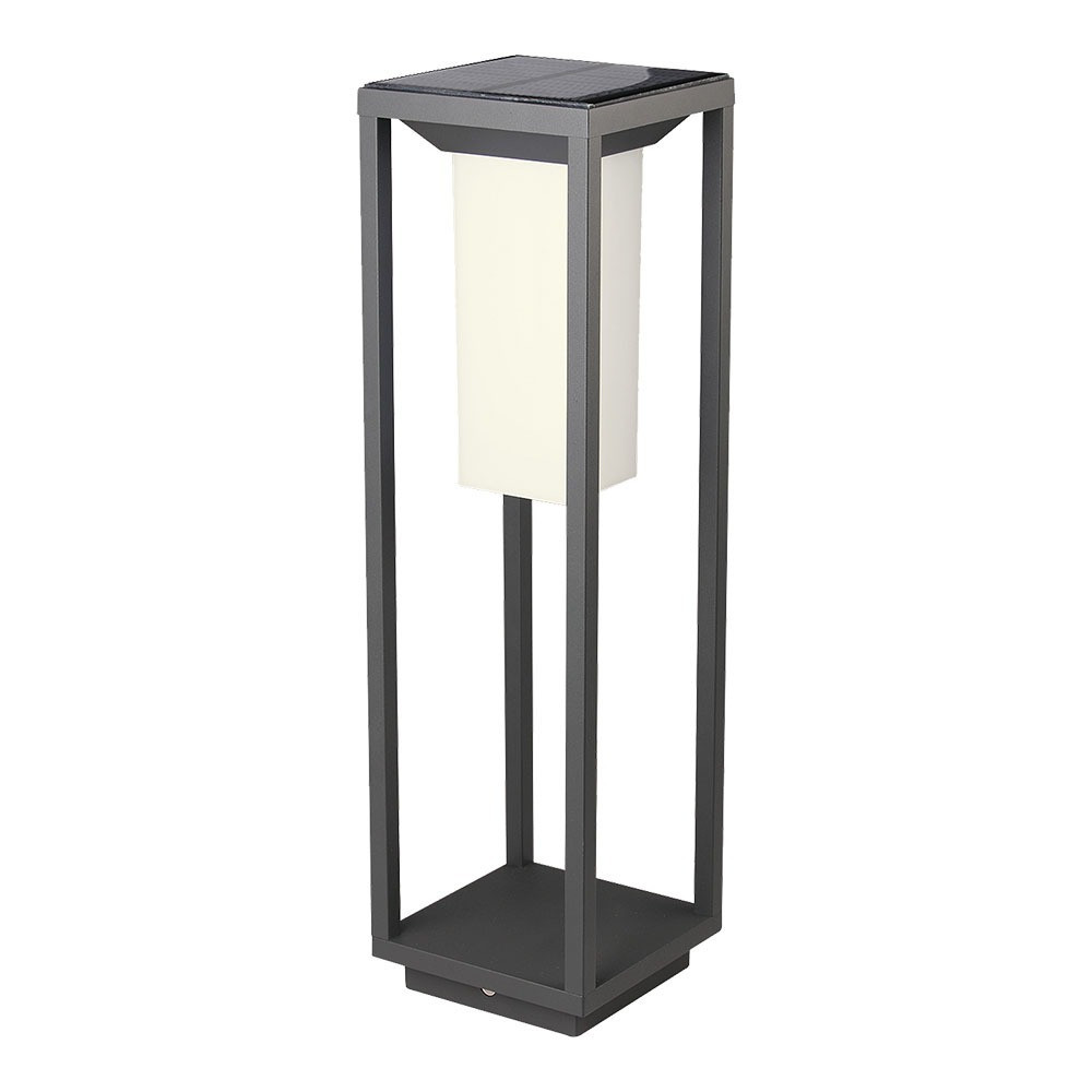 Szolár LED állólámpa mozgásérzékelővel, 2w, 3000K, meleg fehér, 280lm, 120°, szürke, IP65, V-TAC, 21785