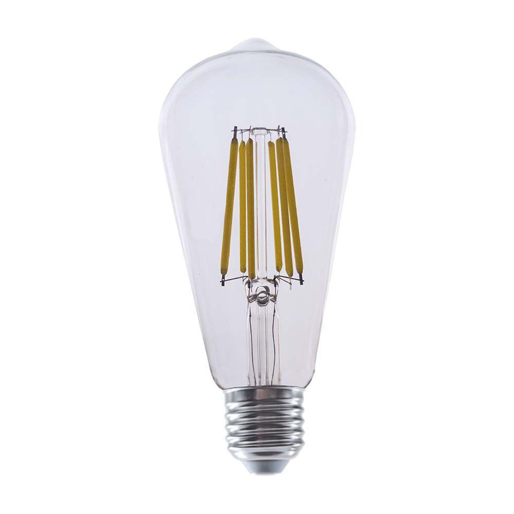 LED izzó átlátszó filament ST64 E27 Nagy Fényáramú, 4w, 3000K, meleg fehér, 840lm, 300°, CRI>80, V-TAC, 2996