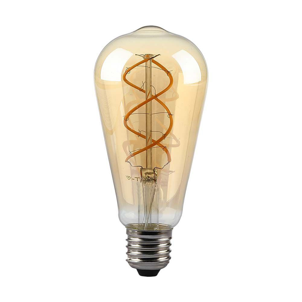 LED izzó ST64 E27, 4,8w, 1800K, meleg fehér, 250lm, 300°, borostyán, CRI>80, V-TAC, 217416