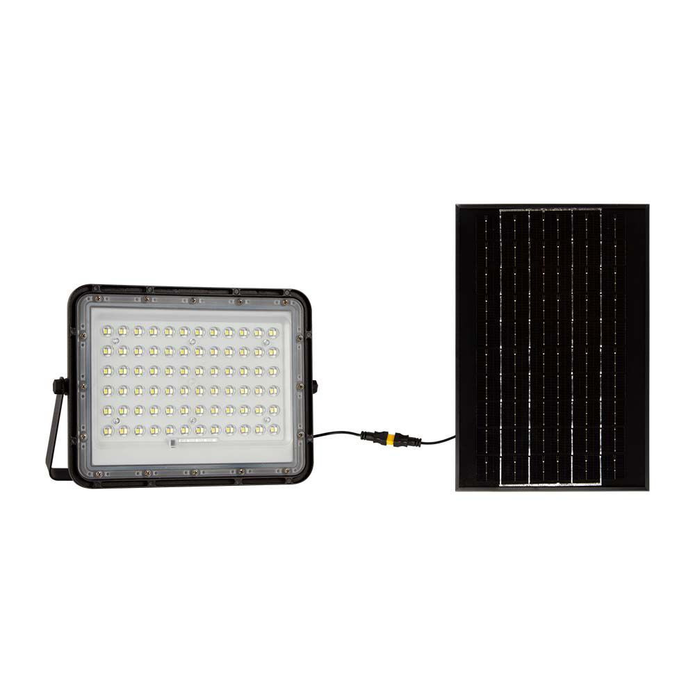 Napelemes LED reflektor távirányítóval, 4000K, természetes fehér, 1200lm, 120°, fekete, IP65, V-TAC, 7826