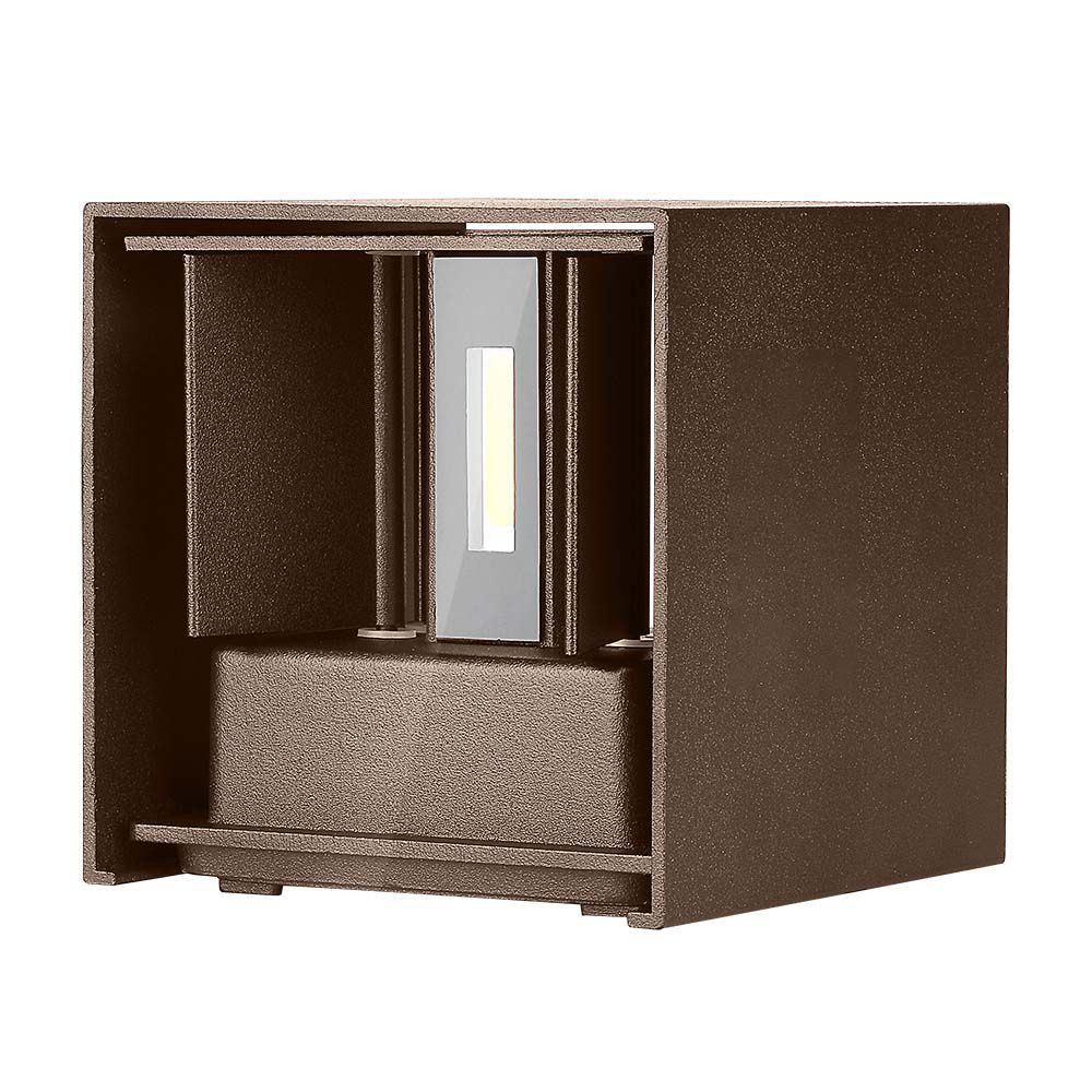 LED fali lámpa kétirányú négyzet alakú Bridgelux, 11w, 3000K, meleg fehér, 1360lm, 120°, corten, CRI>80, IP65, V-TAC, 6820