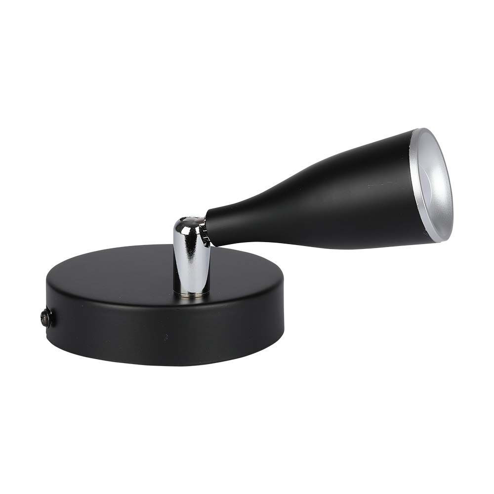 LED fali spot lámpa, 4,5w, 3000K, meleg fehér, 420lm, 100°, fekete, V-TAC, 218263