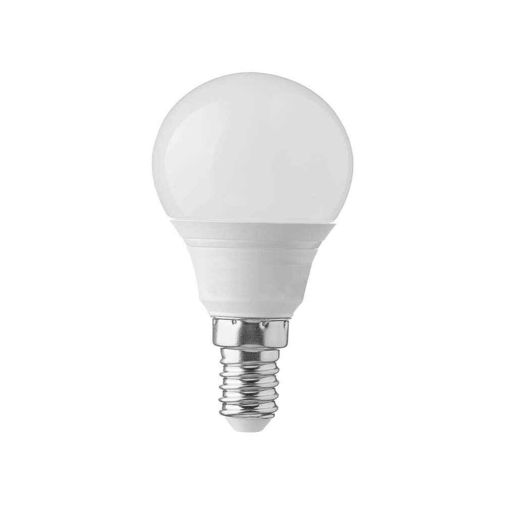 LED izzó gömb alakú E14 PRO, 3,7w, 6500K, hideg fehér, 320lm, 180°, fehér, CRI>80, V-TAC, 8044