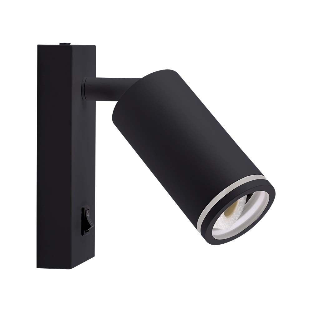 Fali spot lámpatest kapcsolóval, GU10, fekete, V-TAC, 10294