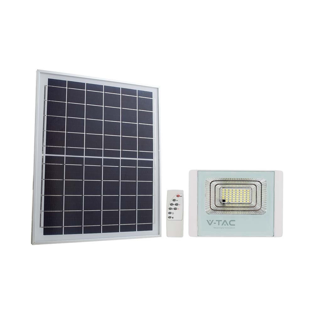 Napelemes LED reflektor, 6400K, hideg fehér, 550lm, 120°, fehér, IP65, V-TAC, 10405