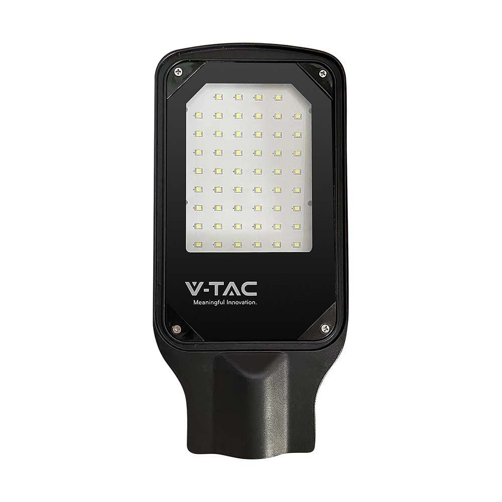 LED Vékony utcai lámpa, 30w, 4000K, természetes fehér, 2510lm, 110°, fekete, CRI>70, IP65, V-TAC, 10206