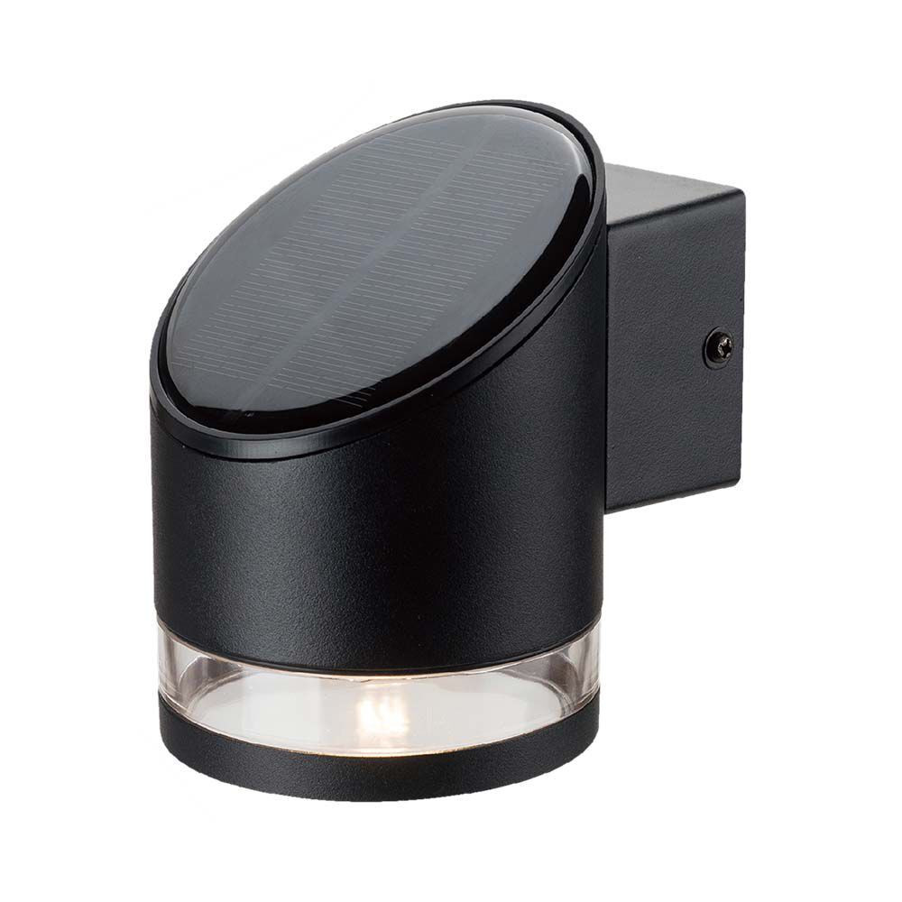 Szolár LED fali lámpatest, 3000K, meleg fehér, 70lm, fekete, IP54, V-TAC, 10384