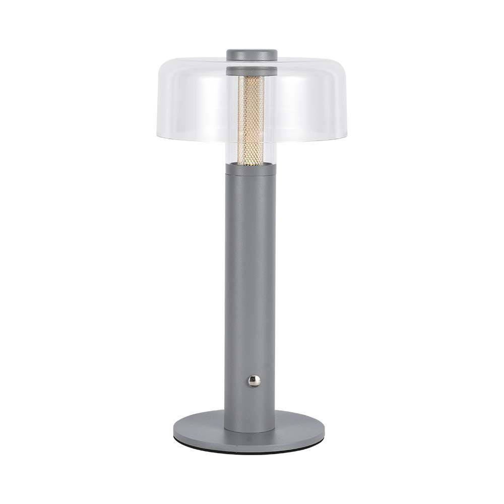 Újratölthető asztali design lámpa, 1w, 3000K, meleg fehér, 100lm, 300°, szürke, dimmelhető, V-TAC, 7944