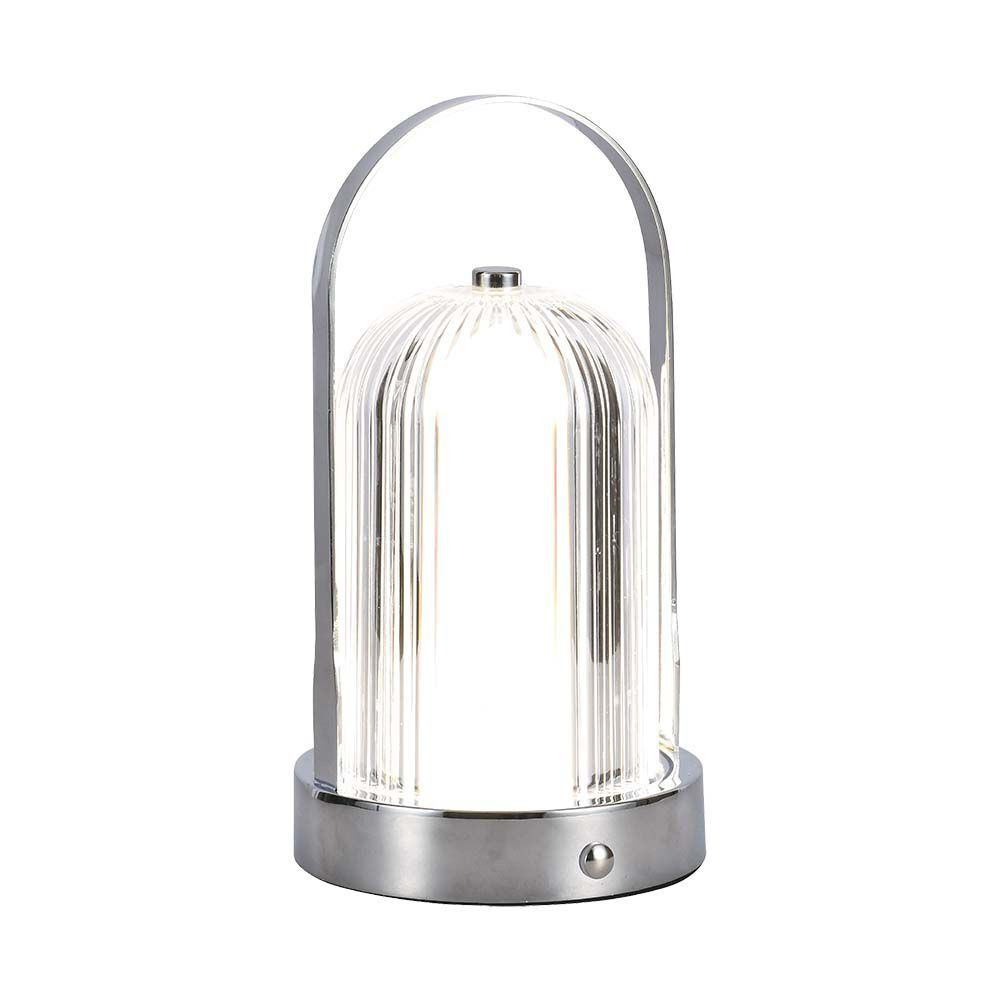 Újratölthető asztali design lámpa, 1w, CCT, 55lm, 180°, króm, dimmelhető, V-TAC, 7990