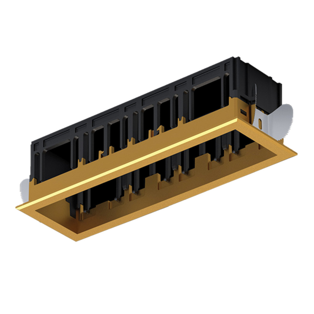 MODENA 4 MODULE RECESSED BOX WITH FRAME BRASS