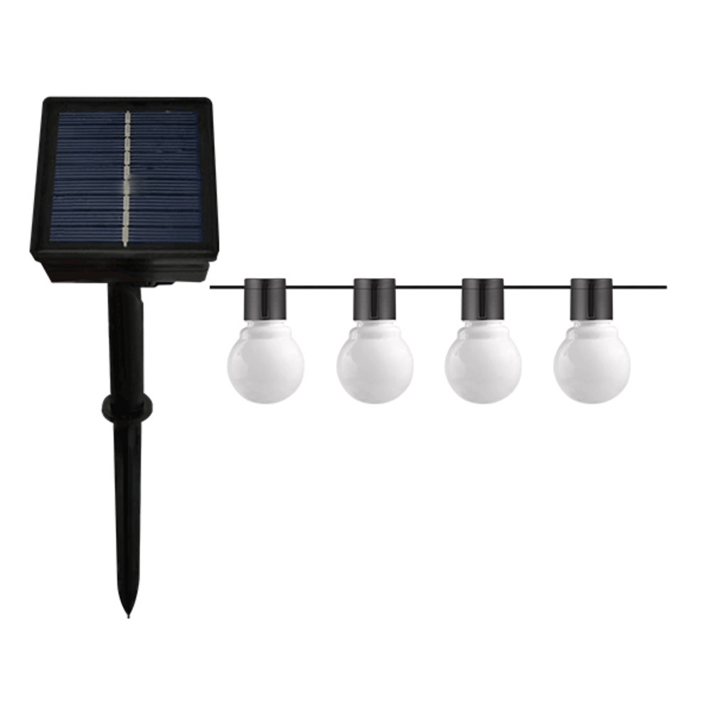 Kültéri napelemes fényfüzér - tejfehér - g50 7m 20 db, 2800K, meleg fehér, 200 lm, IP65, Optonica, 9094