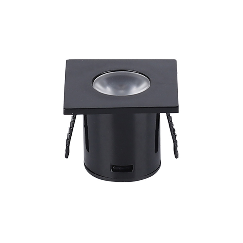 LED szekrényvilágítás - 1w négyzet alakú - fekete, 3000K, meleg fehér, 60 lm, Optonica, 3298