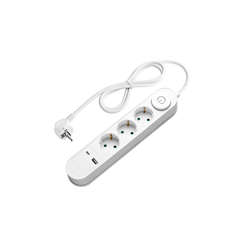 Elosztó 3 foglalat + ki/be gomb és 2 db usb, 3x Német foglalat, Optonica, 7617