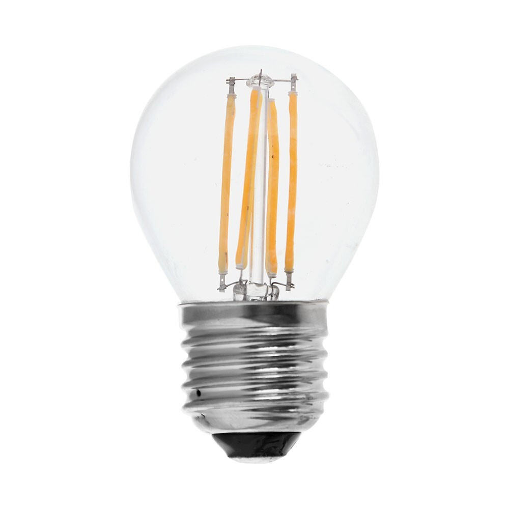 LED izzó átlátszó filament Clear gömb alakú E27, 6w, 6500K, hideg fehér, 600lm, 300°, CRI>80, V-TAC, 212844