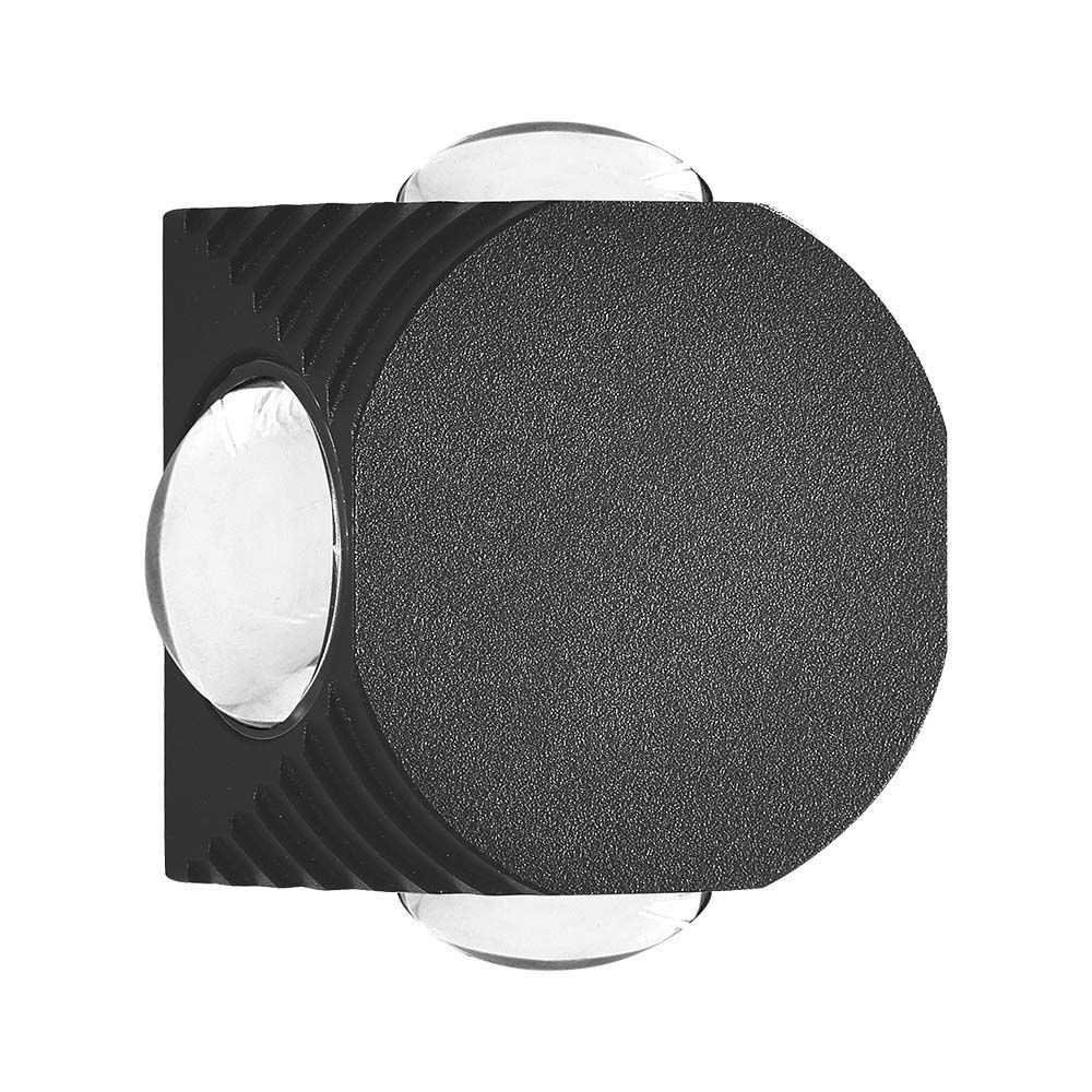 LED fali lámpa 4 irányú világítás kerek IP54, 4w, 3000K, meleg fehér, 390lm, 60°, fekete, CRI>80, V-TAC, 10588