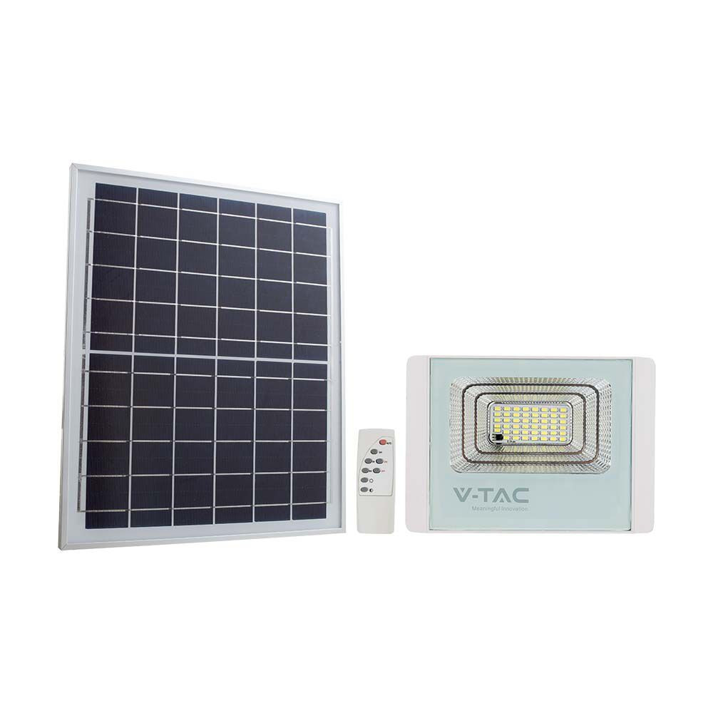 Napelemes LED reflektor, 6400K, hideg fehér, 1050lm, 120°, fehér, IP65, V-TAC, 10407