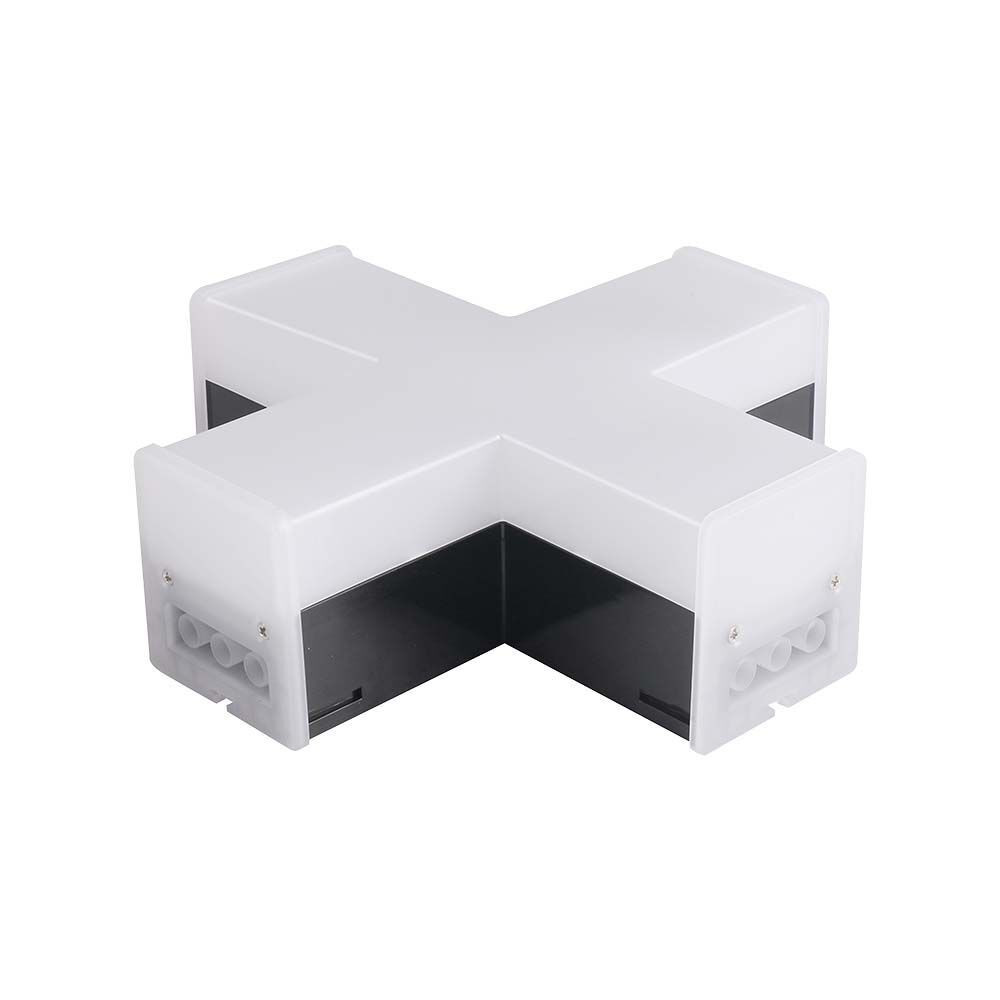 Lineáris LED lámpatest tartozék - X alakú csatlakozó, 12w, 4000K, természetes fehér, 1200lm, 120°, fekete, CRI>80, V-TAC, 10140