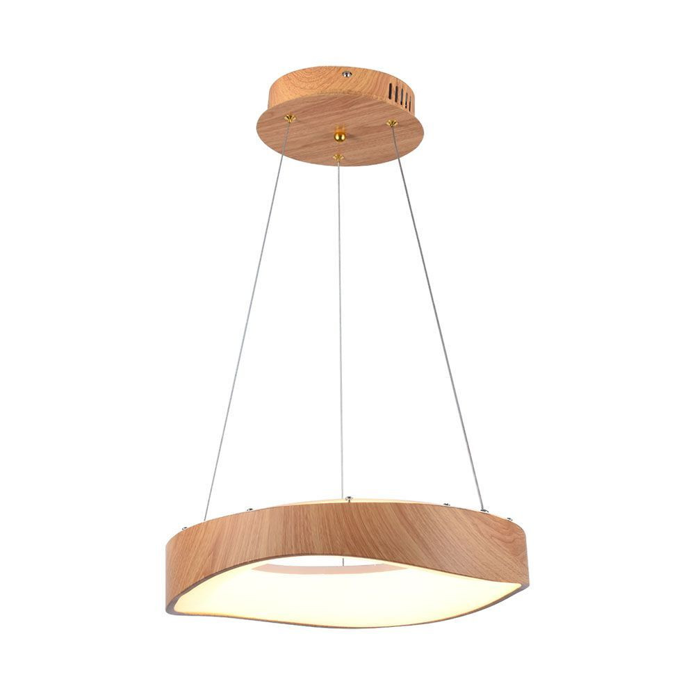 Designer függeszték, 18w, 3000K, meleg fehér, 2100lm, 180°, fa, fehér, CRI>80, V-TAC, 23363