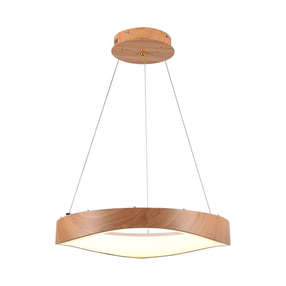 Designer függeszték, 25w, 3000K, meleg fehér, 2800lm, 180°, fa, fehér, CRI>80, V-TAC, 23364