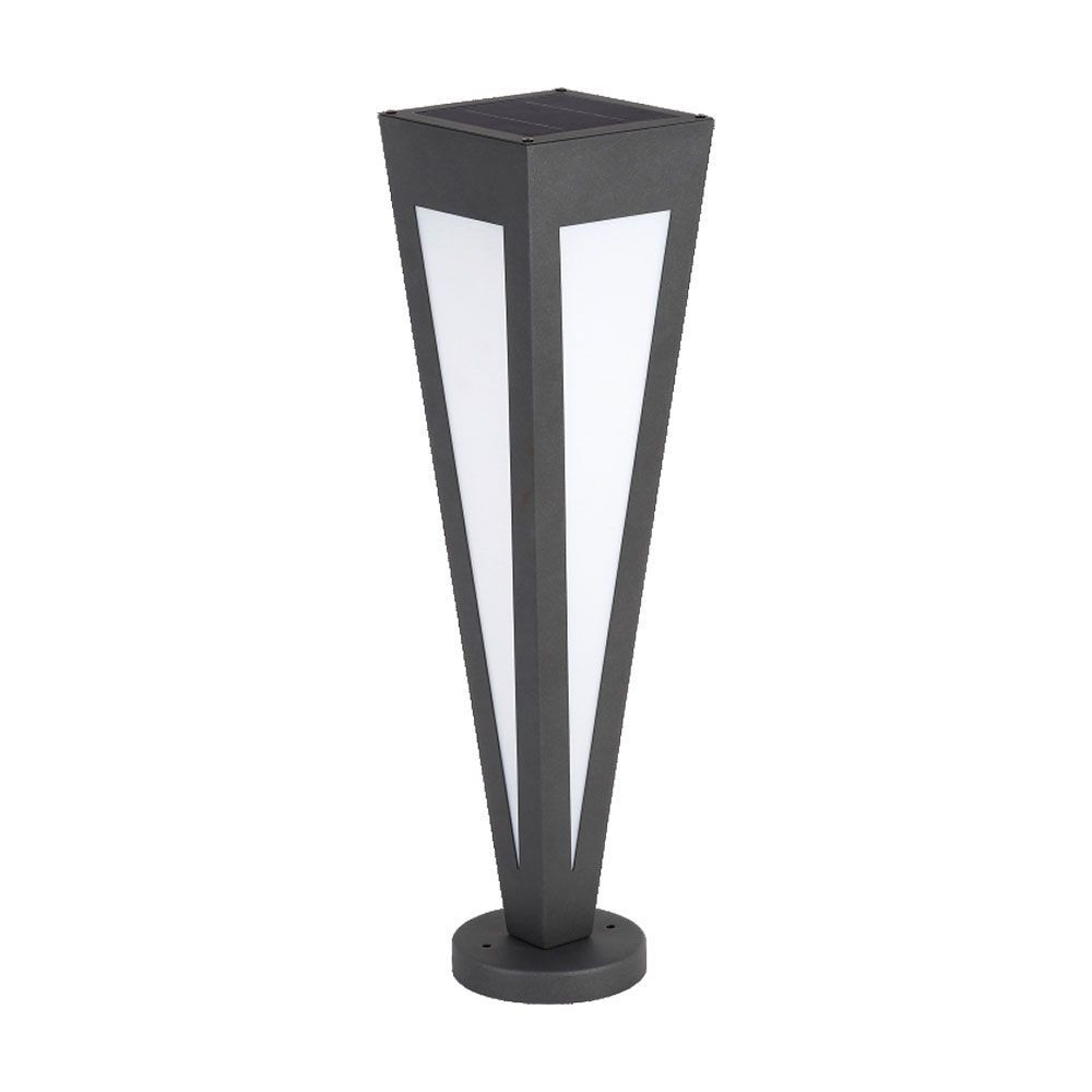 Szolár LED kerti állólámpa távirányítóval, 3000K, meleg fehér, 20lm, fekete, IP65, V-TAC, 23350