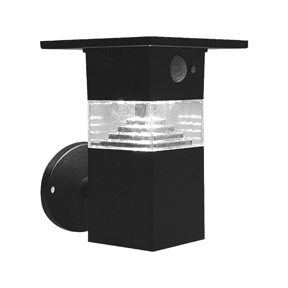 Szolár LED fali lámpa mozgásérzékelővel, 3w, 3000K, meleg fehér, 250lm, 110°, fekete, IP54, V-TAC, 23400