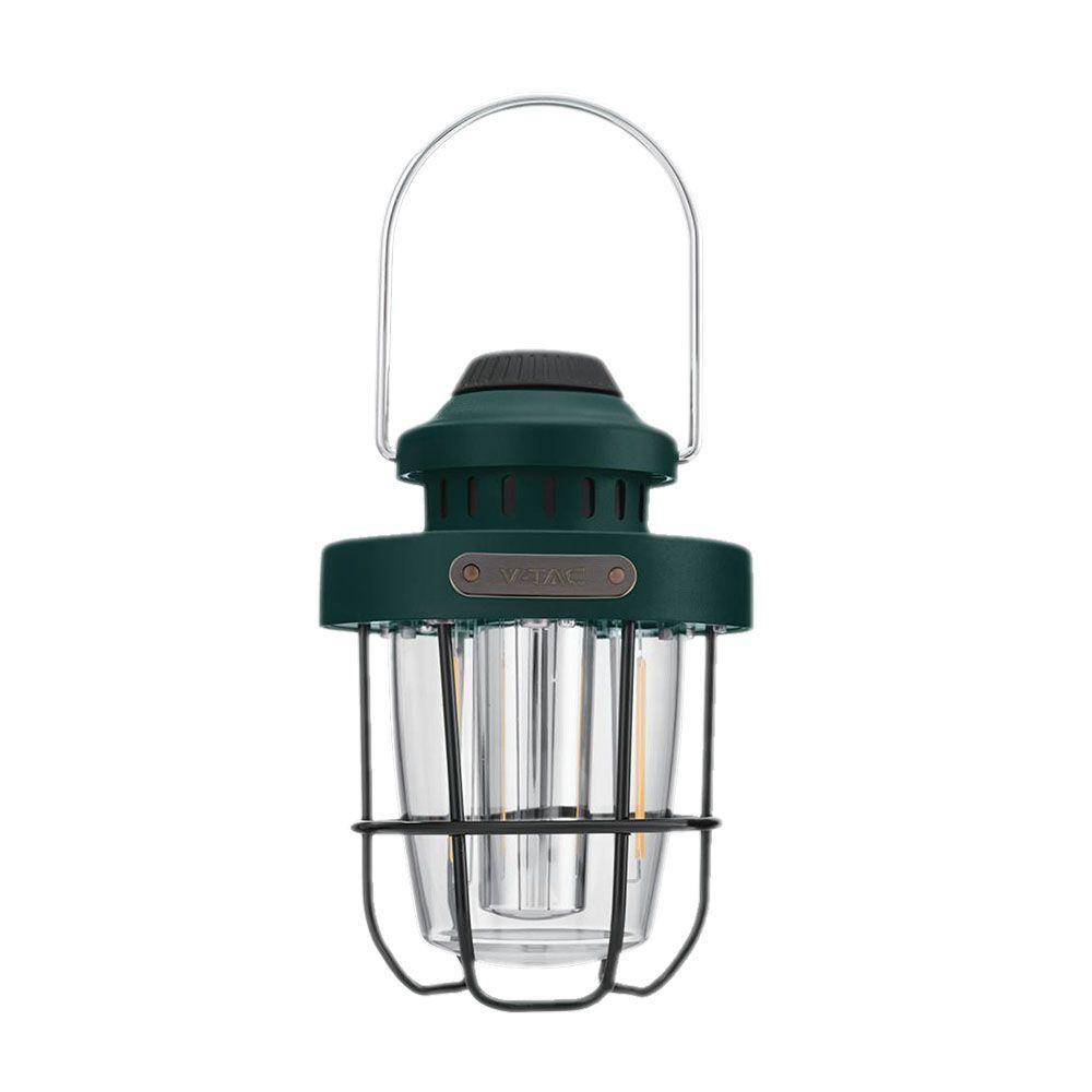 Kültéri újratölthető kempinglámpa, 5w, 2700K, meleg fehér, 230lm, zöld, dimmelhető, IP44, V-TAC, 23337