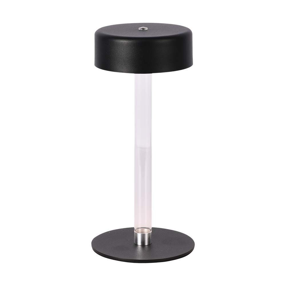 Újratölthető asztali design lámpa, 3w, CCT, 210lm, fekete, átlátszó, V-TAC, 10570
