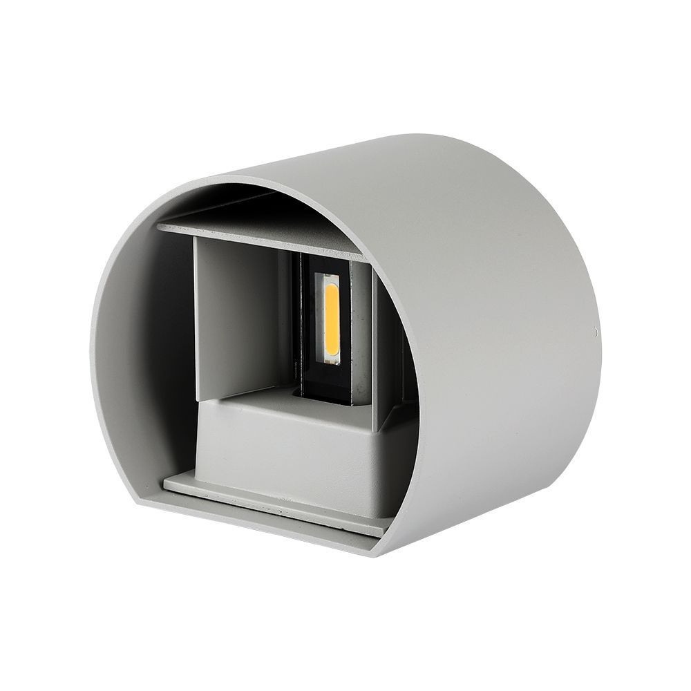 LED fali lámpa kétirányú kerek Bridgelux, 5w, 4000K, természetes fehér, 700lm, 120°, szürke, CRI>80, IP65, V-TAC, 217092