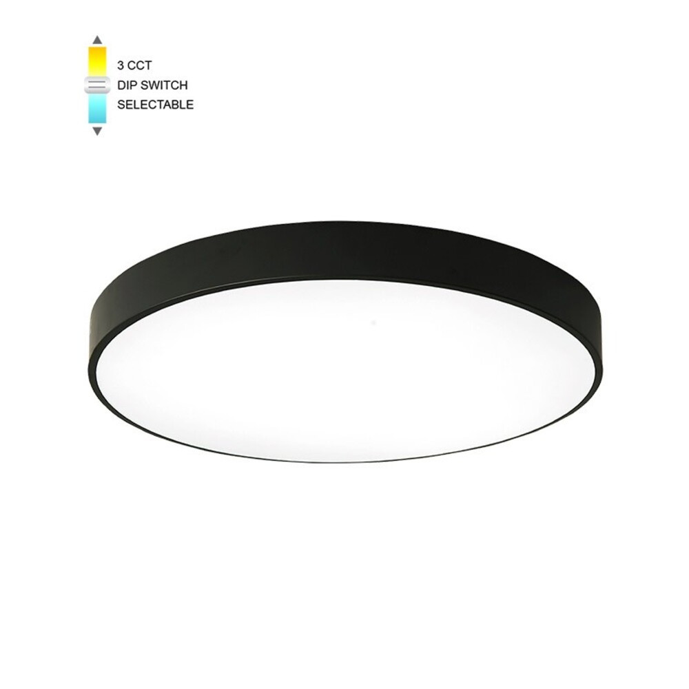 LED mennyezeti kerek lámpatest FINESSE R1-35 φ400*H50 35W 3xCCT-DIP SWITCH fekete 2026110 VITO