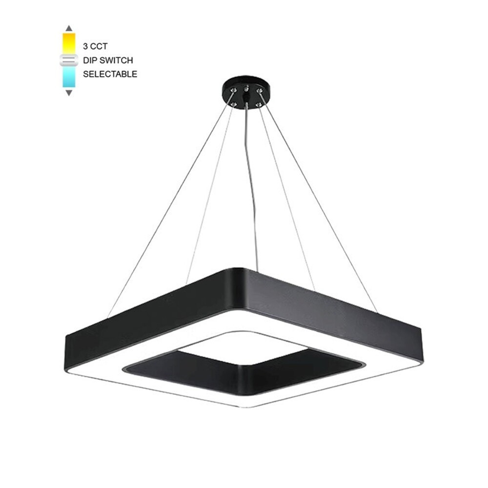 LED függesztett szögletes lámpatest FINESSE F-45 500x500xH70 45W 3xCCT kapcsolóval fekete 2026320 VITO