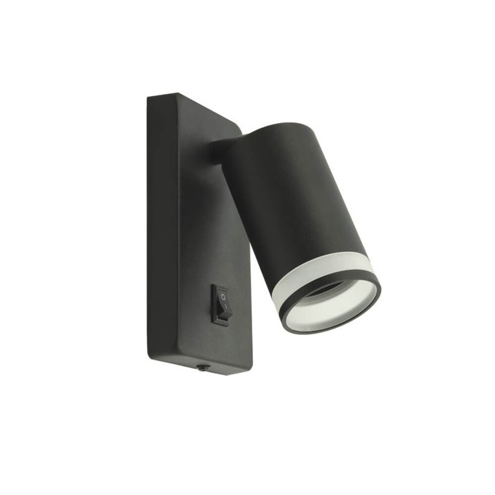 Fali lámpatest LUMO-W GU10 állítható dőlésszg kapcsolóval Φ55x100mm 60x140mm fekete, átlátszó 2102250 VITO