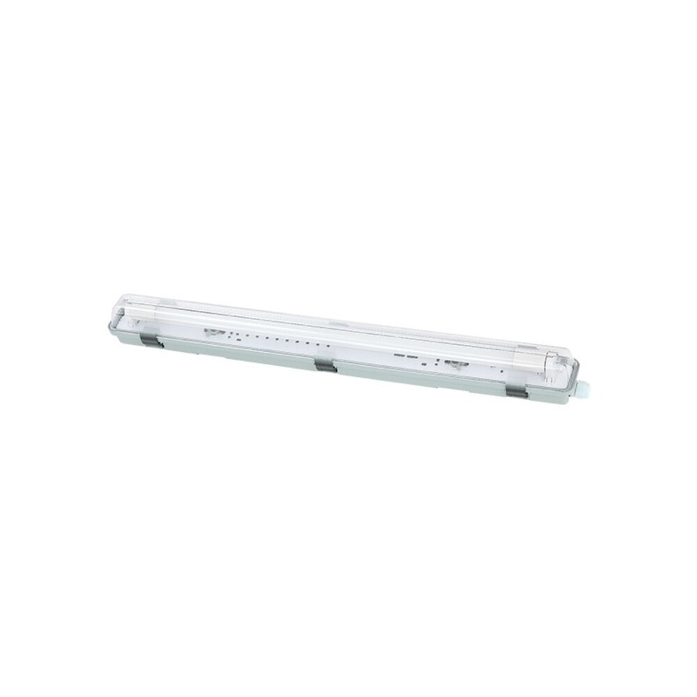 VIGO por- és páramentes lámpatest 1 x T8 G13 LED fénycsőhöz egyoldali betáplálással 663x70x76mm szürke 3310700 VITO