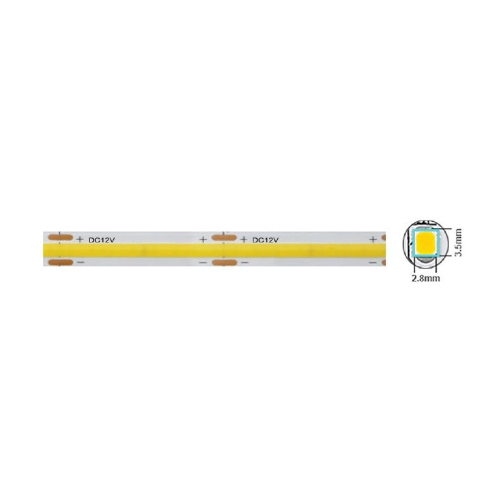 COB LED szalag LEDStrip+ 12V 320xCOB 12W/m 3000K 1320lm/m IP20 3m Tape 8mm 5m/tekercs Vághatóság 2,5cm 5540560 VITO