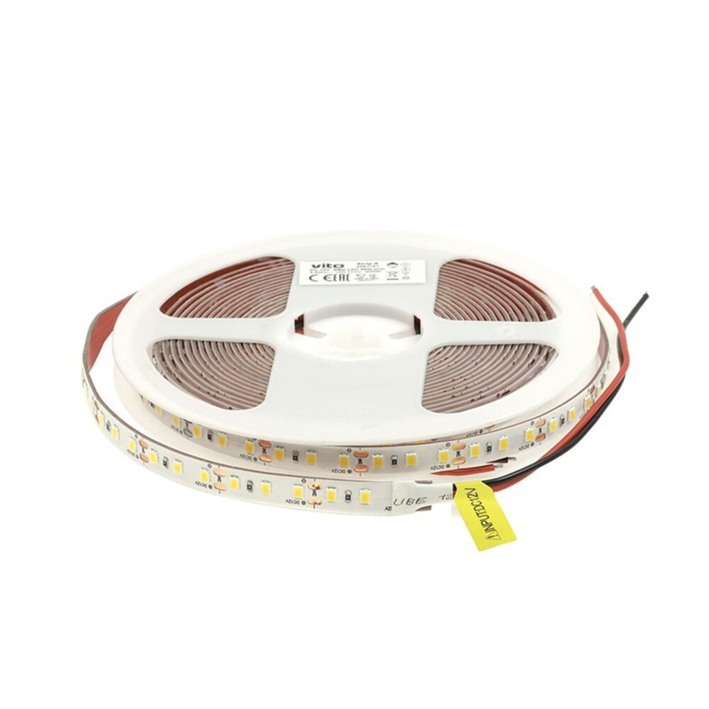 LED szalag SMD 2835 9.6W/m 120 LED/m 12V 4000K (természetes fehér) 980lm/m IP65 3m ragasztó 5m/tekercs vághatóság: 2,5cm 5540660 VITO