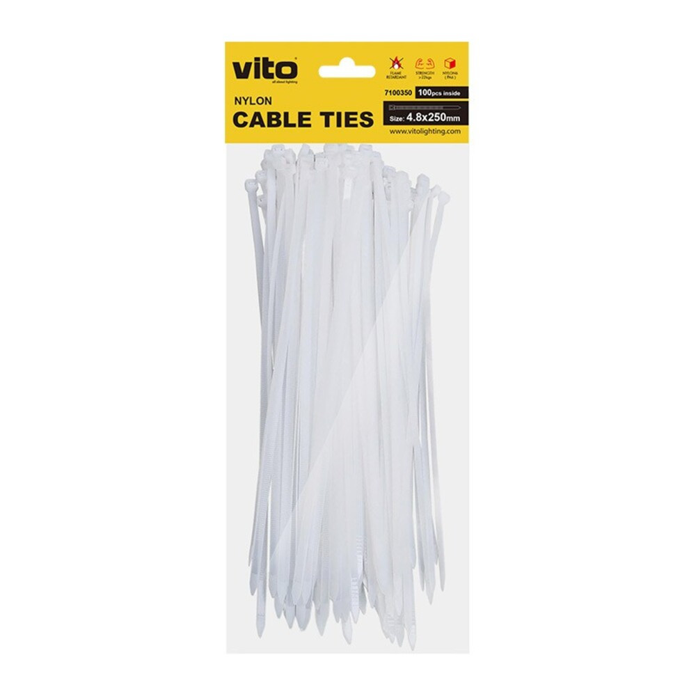 Kábelkötegelő 4.8x250mm fehér 100 db/csomag 7100350 VITO