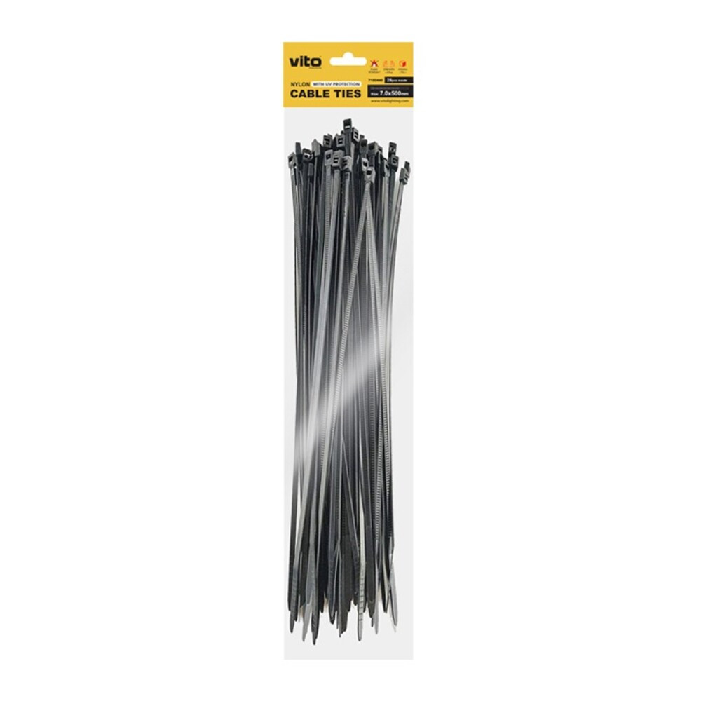 Műanyag kábelkötegelő 7,0x500mm fekete 25 db/csomag 7100440 VITO